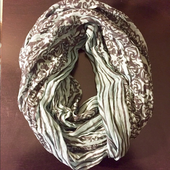 Teal and Black Printed Infinity Scarf - Picture 1 of 4